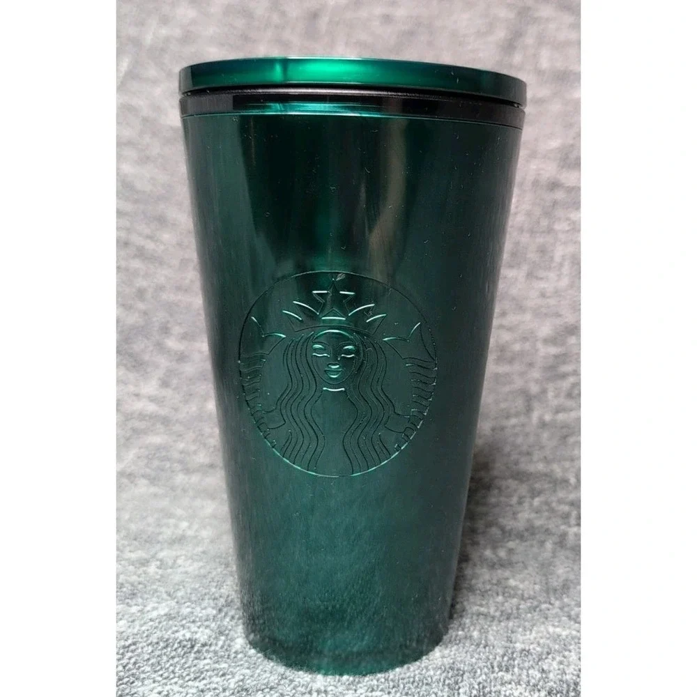 Starbucks Emerald Green Marble Swirl 16oz Grande Cold Cup Used No Straw